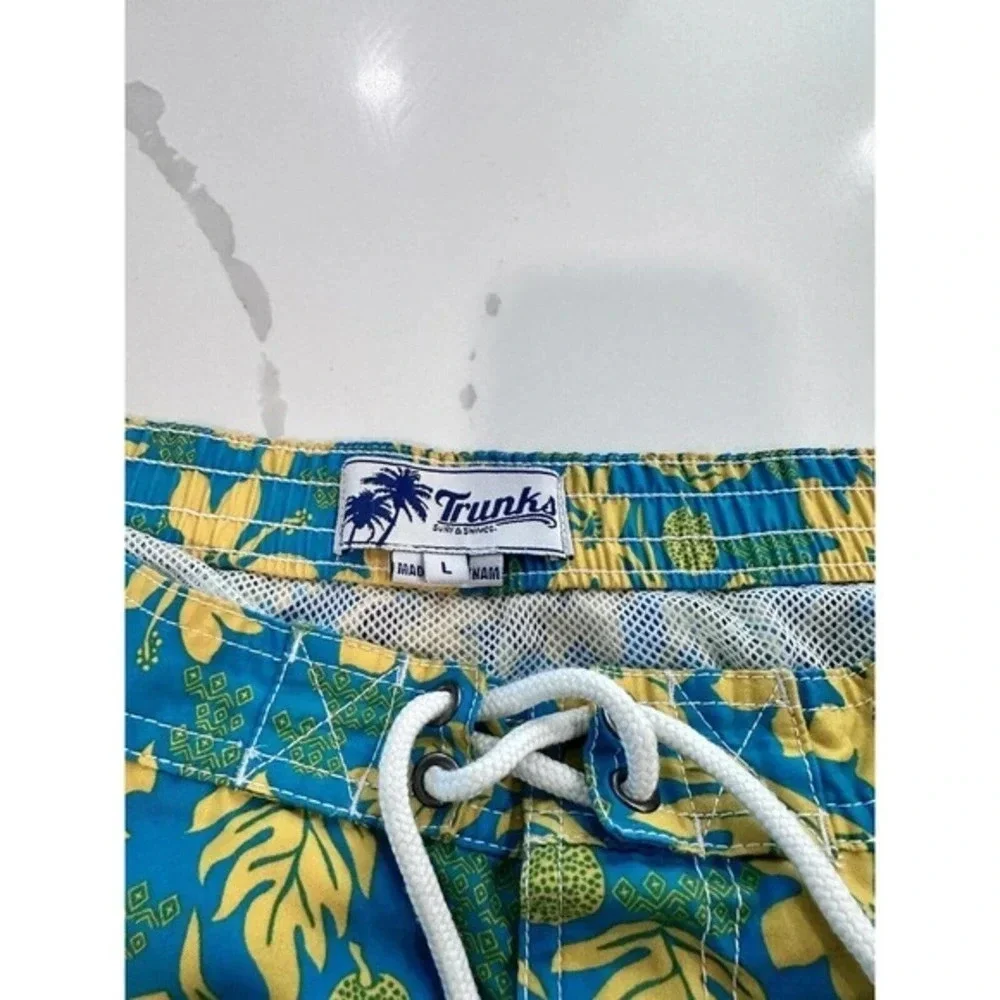 Trunks Surf & Swim Co. Men's Yellow & Teal Swim Trunks Shorts Size 34‎ F0298
